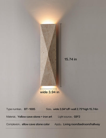LVLVlech Travertine Wall Sconce, Stone Up Down Light for Hallway Bedroom