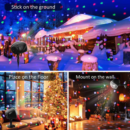 Syslux Christmas Projector Lights Outdoor, RGBW Christmas Snowfall Projector Light Rotating Falling Snow Projector with Remote Control Landscape Lights for House Yard Garden Halloween Christmas Decor