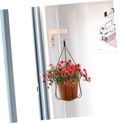 NIYANGLE 2pcs Heavy-Duty Wooden Plant Hanging Hooks Wall Mount Plant Hangers for Indoor Outdoor Pots Decorative Natural Wood Finish