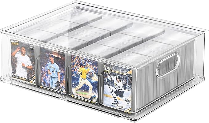 Trading Card Storage Box - Clear Large Storage Organizer Holds 3200 Cards with Foam Inserts Blocks – Display Case for TCG, MTG & Sports Cards (1-Pack)