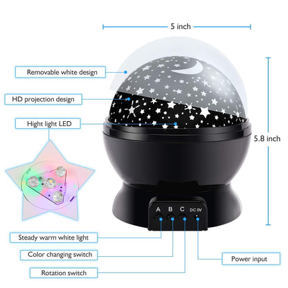 Night Light for Kids, Kids Night Light Nebula 360 Degree Rotation - 4 LED Bulbs 12 Light Color Star Projector Changing with USB Cable, Romantic Gifts for Men Women Children