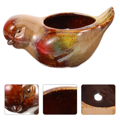 Holibanna Ceramic Succulent Pots Bird Design Small Planter for Indoor Balcony Garden Decorative Flower Pot with Glazed Finish