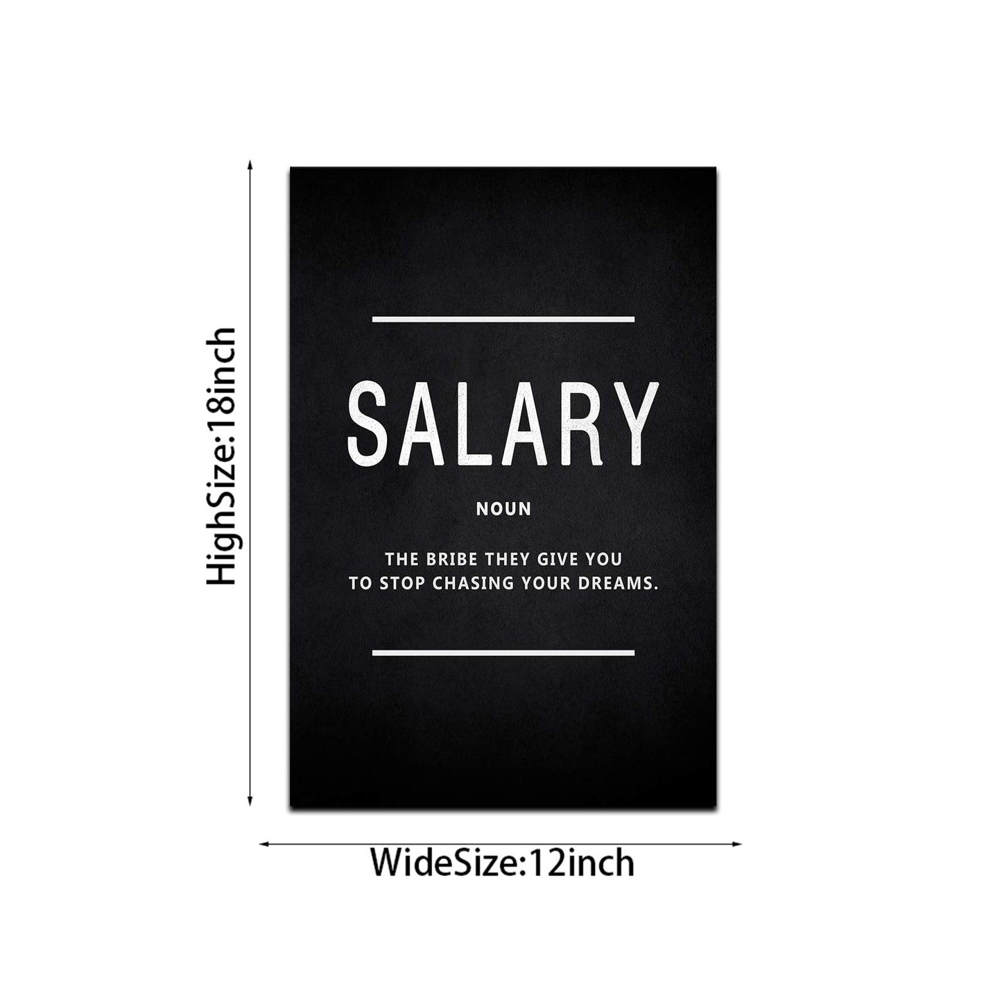 BWSPACE Motivational Canvas Wall Art Painting Decorations Poster for Office Living Room Bedroom Artwork Ready to Hang (Salary,12x18 inch)