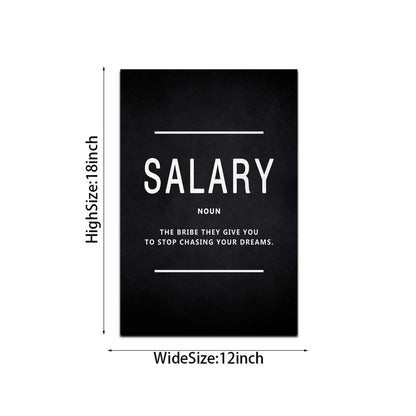 BWSPACE Motivational Canvas Wall Art Painting Decorations Poster for Office Living Room Bedroom Artwork Ready to Hang (Salary,12x18 inch)