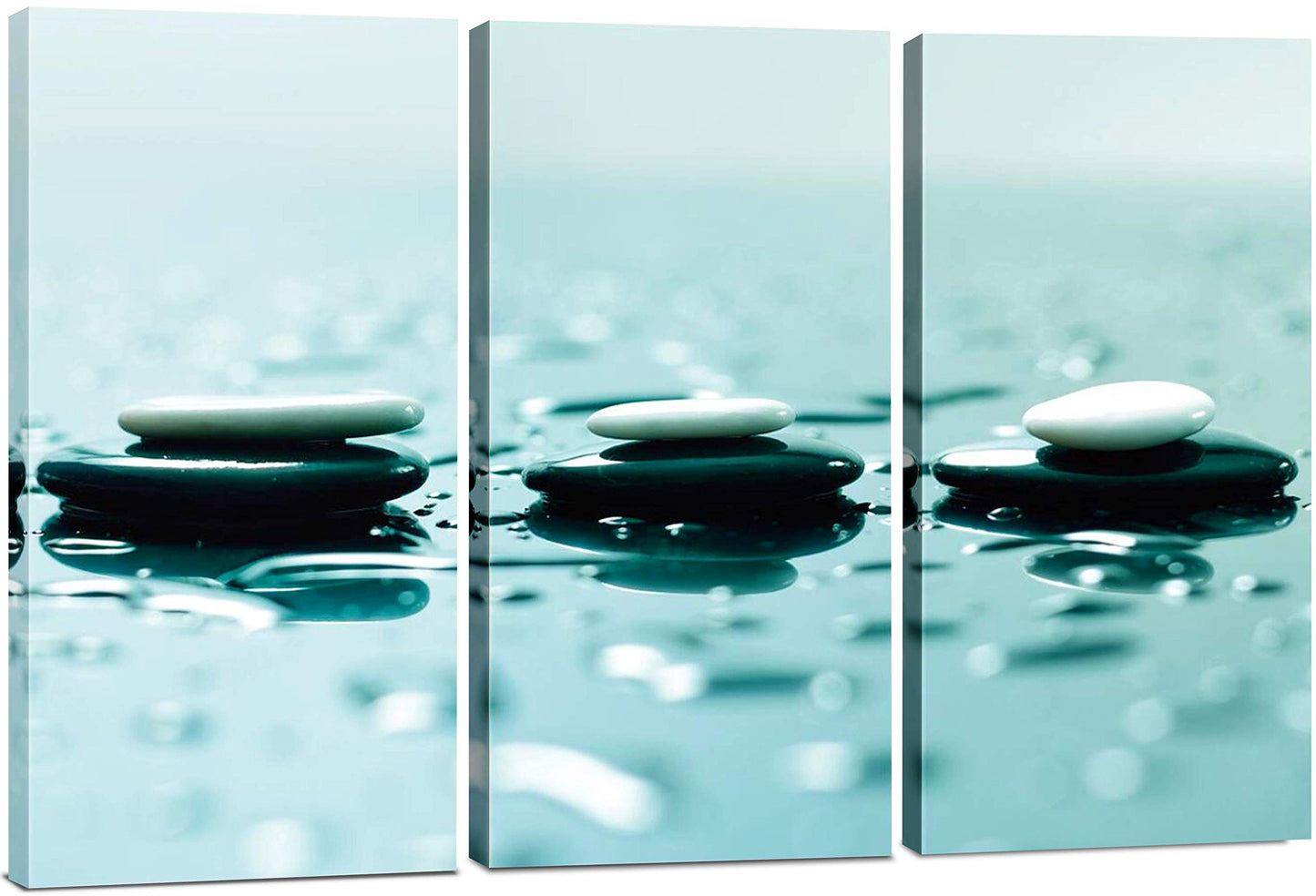 Lovely Home Essentials Zen Wall Art - 24x36 inch - Zen Wall Decor with Stones - 3 Panel Calming, Relaxing & Peaceful Canvas Print Artwork - Pictures for Spa, Therapy, Bathroom, Living Room & Office
