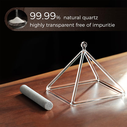 Sound Healing Crystal Singing Bowl Quartz Crystal Singing Pyramid 8'' With Free Suede Stick