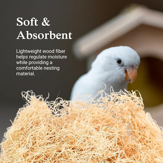 The Habitat Life - Natural Fine Cut Excelsior - for Birds, Hamsters, Gerbils, Rats & Other Small Mammals - Soft & Absorbent - Wood Fiber - Dye-Free & Safe - Medium - 1 Pack