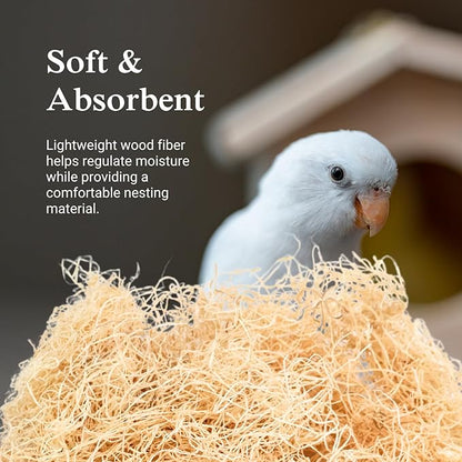 The Habitat Life - Natural Fine Cut Excelsior - for Birds, Hamsters, Gerbils, Rats & Other Small Mammals - Soft & Absorbent - Wood Fiber - Dye-Free & Safe - Small - 2 Pack