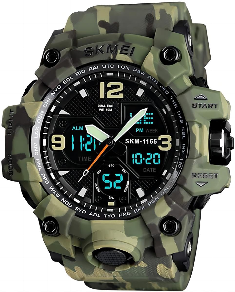 MJSCPHBJK Men's Watches Sports Outdoor Waterproof Military Tactical Watch Date Multi Function LED Alarm Stopwatch Watches for Men