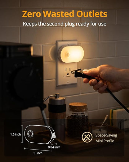 Lyridz Plug-in Night Light with Motion Sensor, 1-120 LM Stepless Adjustable Brightness LED Nightlights for Bathroom, Bedroom, Hallway, Stairs, Garage, Toilet, 4 Pack