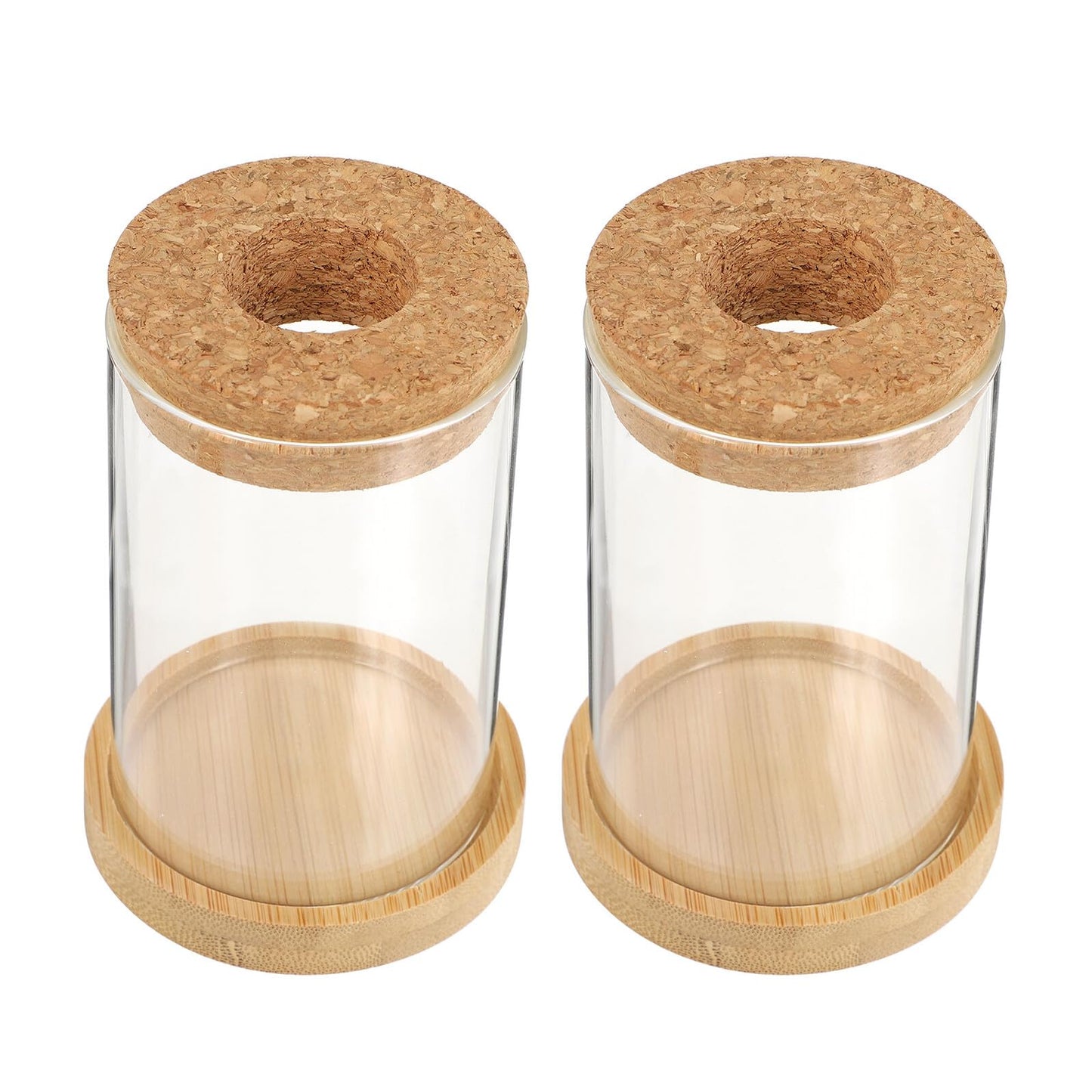 Ipetboom 2pcs Hydroponic Plant Terrarium Glass Vases with Stand, 6.5x10cm Desktop Glass Containers for Home Office Garden Decoration