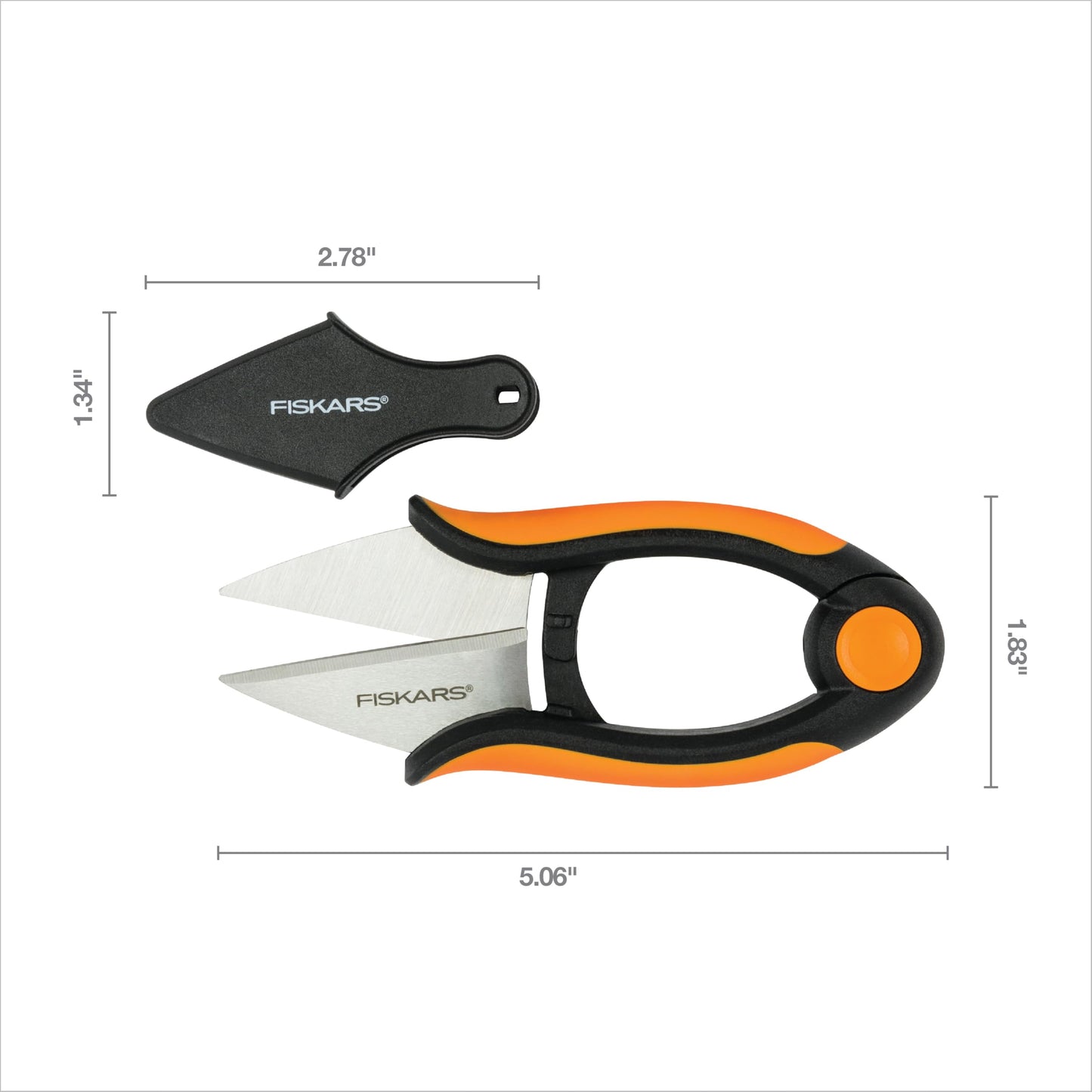 Fiskars Herb Garden Scissors, 5" Garden Shears, Handheld Herb Snips with Sheath and SoftGrip Handle, Dishwasher Safe