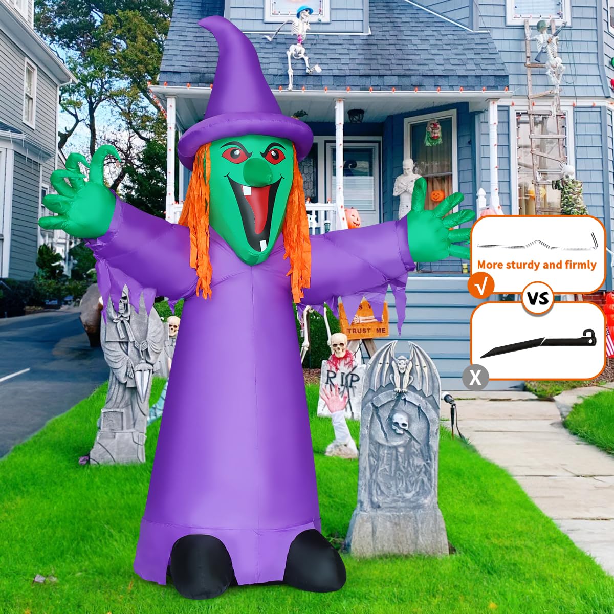 COMIN 8 FT Halloween Inflatables Shakable Witch Outdoor Decorations Blow Up Yard Scary with Built-in LEDs for Indoor Party Garden Lawn Decor