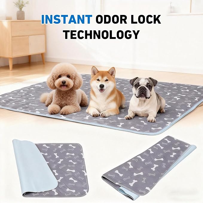 Puppy Pads with Pheromones,Washable Puppy Pee Pads for Dogs,Reusable Puppy Pads Washable for Dogs & Cats, Washable,Durable Leak-Proof & Anti-Slip Pet Training Pads for Home & Trave(Brown Bone, S)