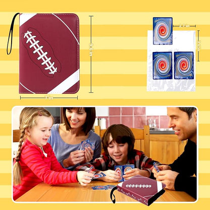 Jravkfi 4 Pocket Trading Card Binder,400 Pockets Trading Card Collection Book with Sleevese,3-ring Zipper Sports Card Album with 50 Removable Double-Sided Card Holder (Brown)