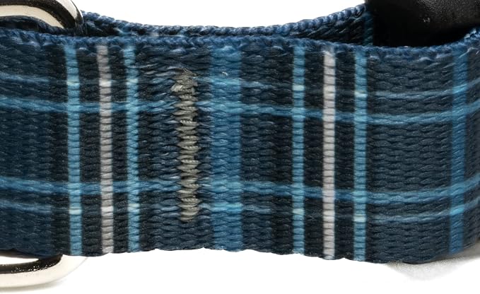 Country Brook Petz - Navy Plaid Everyday Dog Collar and Leash - Plaid and Argyle Collection Featuring Charming Designs (5/8 Inch, Small)
