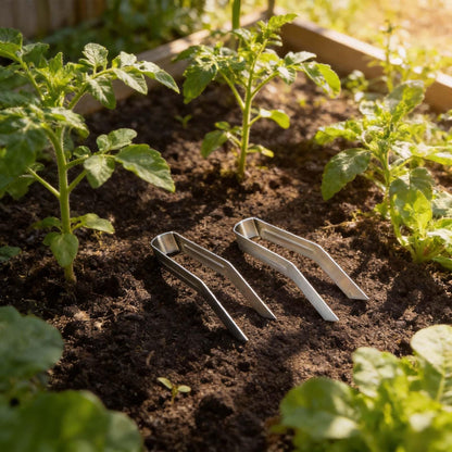 SundiooK for Stainless Steel Young Plant Tongs 2Pcs, Gentle Grip Transplanting for Indoor Outdoor Gardening, Rust Resistant Weeding and Loosening Pliers
