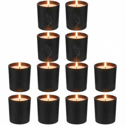 BESTOYARD 12Pcs Frosted Black Glass Votive Candle Holders, Modern Tea Light Holders for Table Centerpieces, Home Decor, Wedding & Party - Christmas Decorative Set
