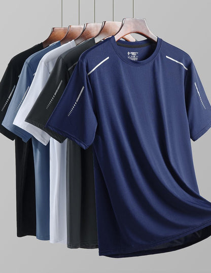 5 Pack Men’s Active Quick Dry Crew Neck T Shirts | Athletic Running Gym Workout Short Sleeve Tee Tops Bulk (Set 17, Medium)