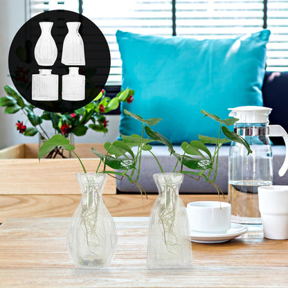 JECOMPRIS 4pcs Creative Glass Flower Vases Set, Unique Indoor Terrarium Vase for Desktop Home Décor, Glass Container for Hydrating Green Plants and Flowers