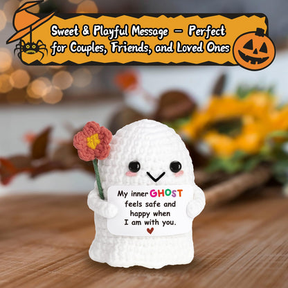Frabaca Unique Birthday Gift for Women Bestie Friends – Handmade Crochet Ghost Ornament –Spooky Cute Friendship Keepsake for Halloween Christmas Stocking Stuffer Valentine Easter Basket