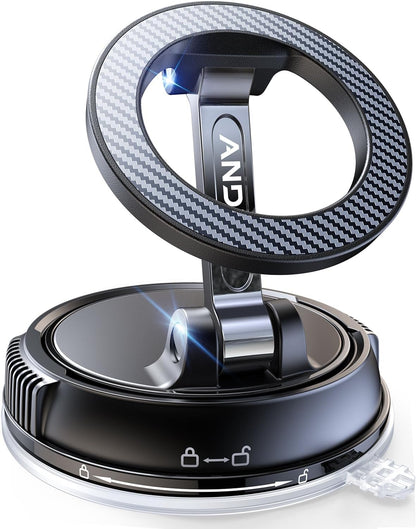 ANDERY Car Phone Holder for Magsafe [78+LBS Strongest Suction & 2400gf Magnetic] 360° Adjustable Car Phone Mount, Phone Holders for Your Car for iPhone 17 Pro Max 16 15 14 13 12 Air Plus, Carbon Fiber