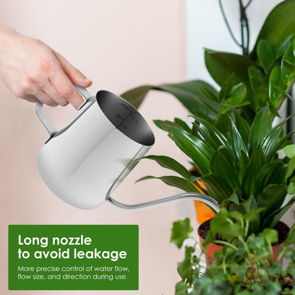 Small Stainless Steel Watering Can for Indoor Plants, 12oz/350ml Mini Plant Watering Pot with Long Spout & Ergonomic Handle for Houseplants, Succulents & Bonsai