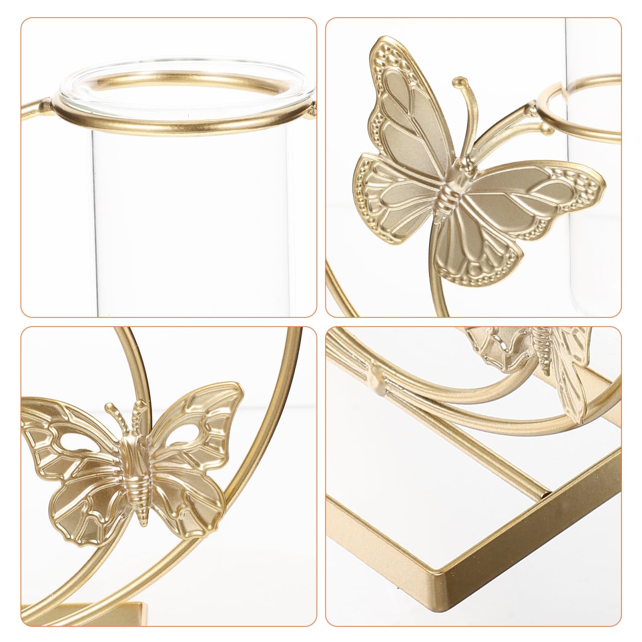 RORPOIR Hydroponic Flower Pot Clear Glass Vase with Butterfly Pattern 8.26X7.87X2.95In Decorative Desktop Planter for Home Wedding Party Centerpiece