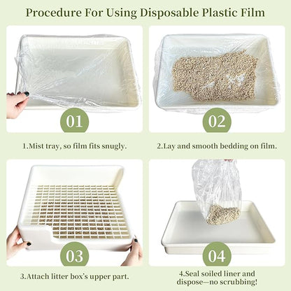 upcessory Disposable 50 pcs Small Animal Cage Liners, Rabbit Tray Film Liner Bunny Litter Pan Bags Guinea Pig Cage Toilet Plastic Film for Bird Hamster Chinchilla Hedgehog