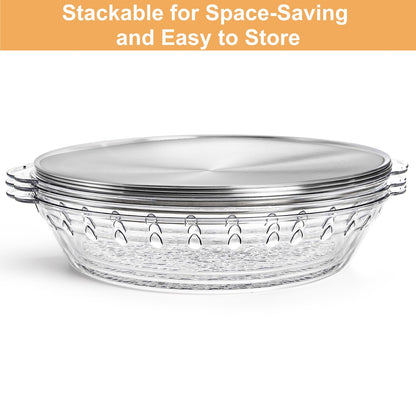 DEAYOU 3 Set 11.8" Chilled Serving Tray for Parties, Round Shrimp Cocktail Serving Dish with Ice Compartment, Ice Serving Bowl Cold Platter for Appetizer, Fruit, Veggie, Salad, Buffet, Keep Food Cold
