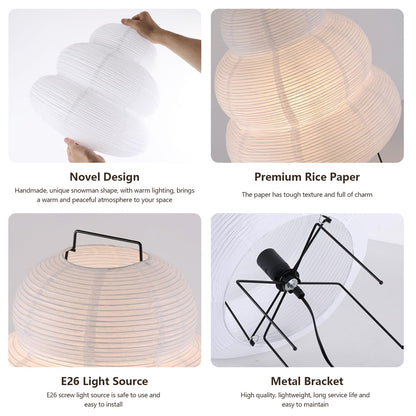 CMHSYTKE Noguchi Style Akari Floor Lamp, Rice Paper Lantern for Establishing A Warm and Cozy Ambiance in Any Room (Cloud), Japanses Floor Lamp