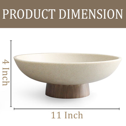 LIN CHUAN Modern Resin Pedestal Bowl – Large Fruit Bowl for Kitchen Counter, Catch All Bowl for Entryway Table, Stylish Key Bowl & Dining Centerpiece, Brown