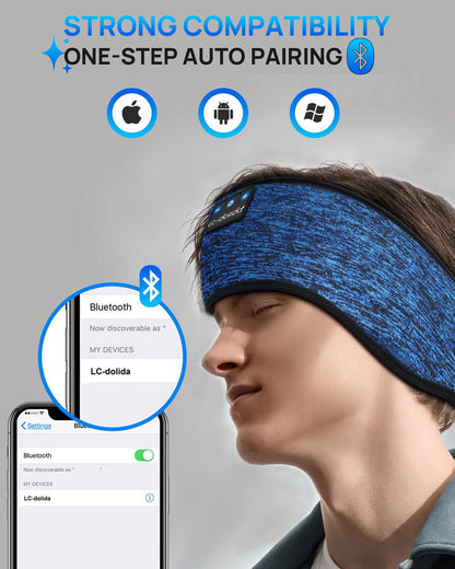 LC-dolida Sleep Headphones Headband Bluetooth 5.4, Sports Headband Earphones Wireless with Speaker Microphone USB C for Women Sleeping Gift Workout Jogging Yoga Insomnia Travel Meditation