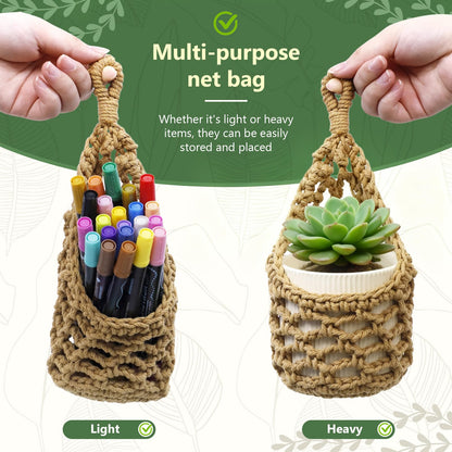 HOREAKHJ Macrame Wall Plant Hanger, Hanging Planter Basket Holder, Wall Planters for Indoor Plants, for Up to 4 Inch Pot (Brown, 4-Inch)