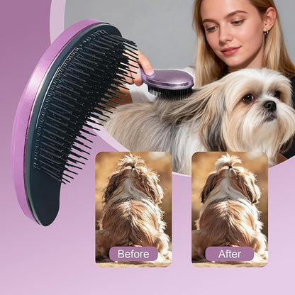 Small Dog Brush- Grooming Tool for Teddy, Yorkies, Maltese, Shih Tzu, Chihuahua - Puppy Hair Brush (Electroplating Purple)