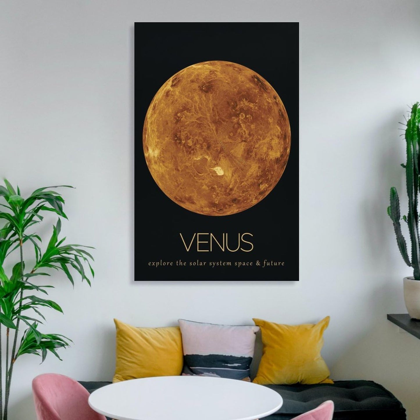 LGDSBHH Minimalist Venus Solar System Canvas Wall Art - Educational Space Planet Poster - Science Classroom & Kids Bedroom Decor - 12x18 Inch (Unframed)