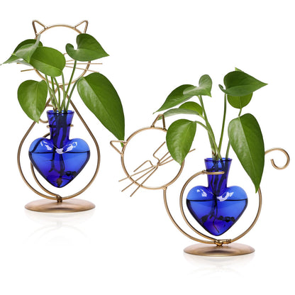Plant Terrarium Plants Propagation Station Cat Lover Gifts for Women Home Office Decor Cat Desk Accessories