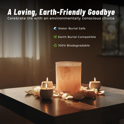 Himalayan Natural Salt Urn- Classical Cylinder Shaped Biodegradable Eco Urn for River or Earth Burial, Adult-Sized Cremation, 10 Inches High, Volume 200 Cubic inches.