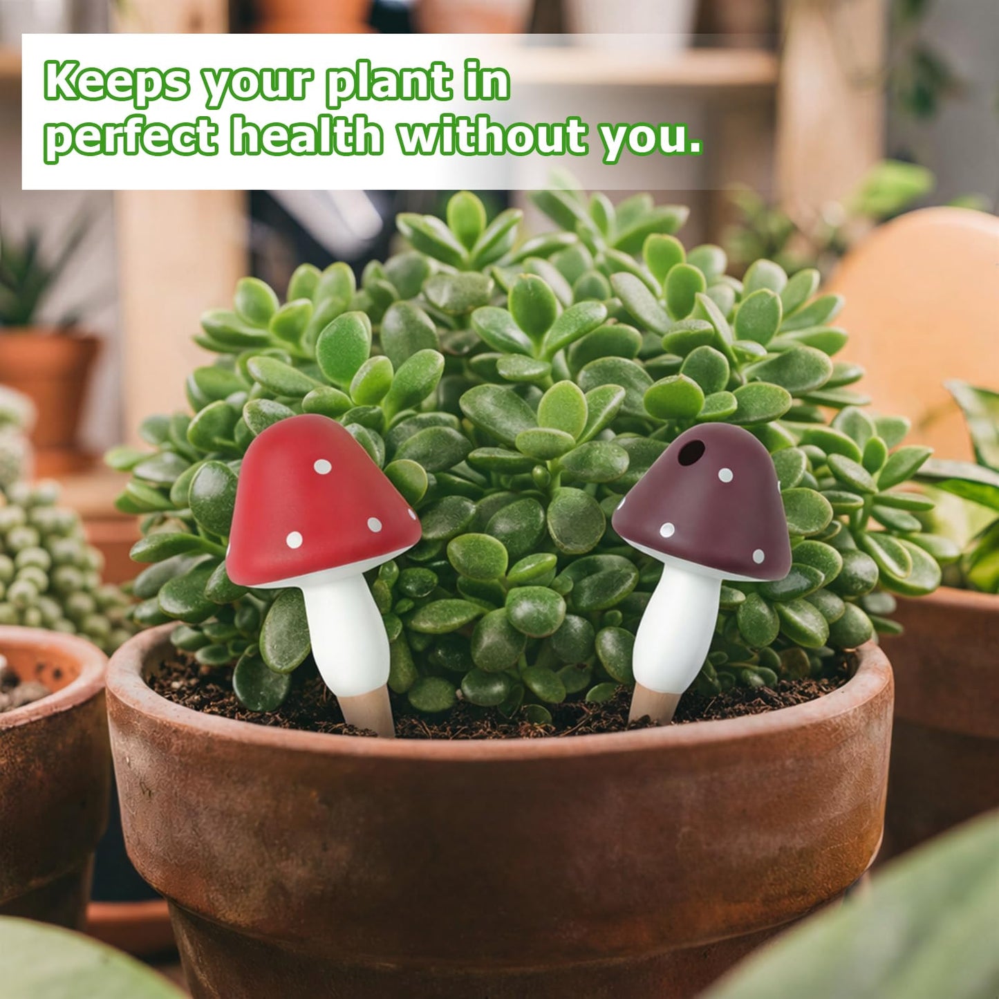 Prashent Plant Watering Globes, 8 Pack Self-Watering Terracotta Spikes - Mushroom Shape Irrigation Devices for Indoor & Outdoor Plants, Slow Release Watering System