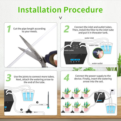 Automatic Indoor Plant Waterer, Dual Pump Drip Irrigation System with Timer, 20 Adjustable Drippers, Self Watering for Potted Plants, Easy Setup