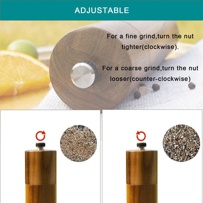 Yvake Wooden Salt and Pepper Grinder,8 Inch Manual Salt and Pepper Mill, Adjustable Coarseness and Refillable,Acacia Wood Pepper shakers for your kitchen