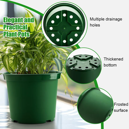 RooTrimmer 3 Gallon Plastic Nursery Pots, 10 Inch Round Plant Pots with Drainage Holes, 10 Pack Planting Pot for Outdoor Indoor Plants, Gardening Gifts for Women, Green