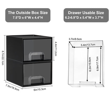 Vtopmart 4 Pack Small Clear Stackable Storage Drawers,Acrylic Bathroom Makeup Organizer,Plastic Storage Bins For Vanity, Undersink, Kitchen Cabinets, Pantry, Home Organization
