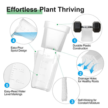 ZPAIO 10 Pack 2.5" Mini Self Watering Pots for Indoor Plants, Small Clear Plastic Planters with Drainage & Water Level, Semi Hydroponic Pots for African Violet, Propagation and Succulents