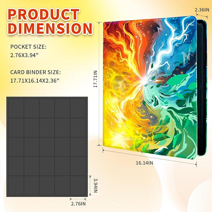 Toploader Card Binder for TCG Cards, 20-Pocket Portable Card Collector Ablum Holder Book Fits 2000 Cards with 50 Removable Sleeve, Waterproof Trading Card Binder Display Storage Carrying Cases