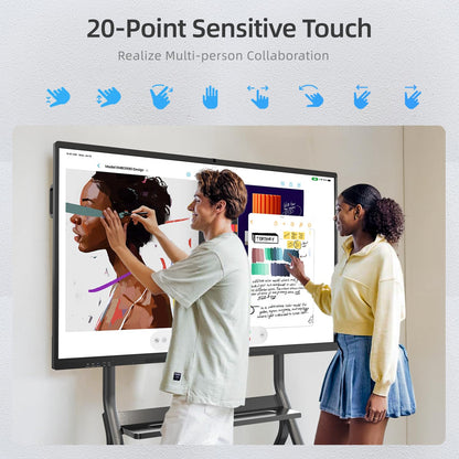 QIXZOCV 55" Smart Board, Interactive Whiteboard, 4K UHD Touch Screen, Android 14, 8+128G, All in One Smartboard for Classroom Office Home (Wall Mount Included)