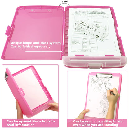 SFLHHDM Plastic Clipboard with Storage, High Capacity Clip Boards 8.5x11 with Storage, Heavy Duty Nursing Clipboard Folder, Clipboards Cute, Letter A4 Size Clipboards with Storage for Teachers, Nurse