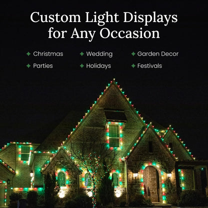 Christmas Designers Pro Christmas C9 Light Cord, 50 ft, 40 Bulb Sockets, 15in Spacing, Green Wire, Outdoor Holiday Decor