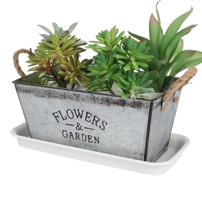IMIKEYA 5 Pack Rectangular Plastic Plant Drip Trays: 12 Inch White Plant Saucers for Indoors, Windowsill, Flower Pot Planter Drip Tray to Catch Water