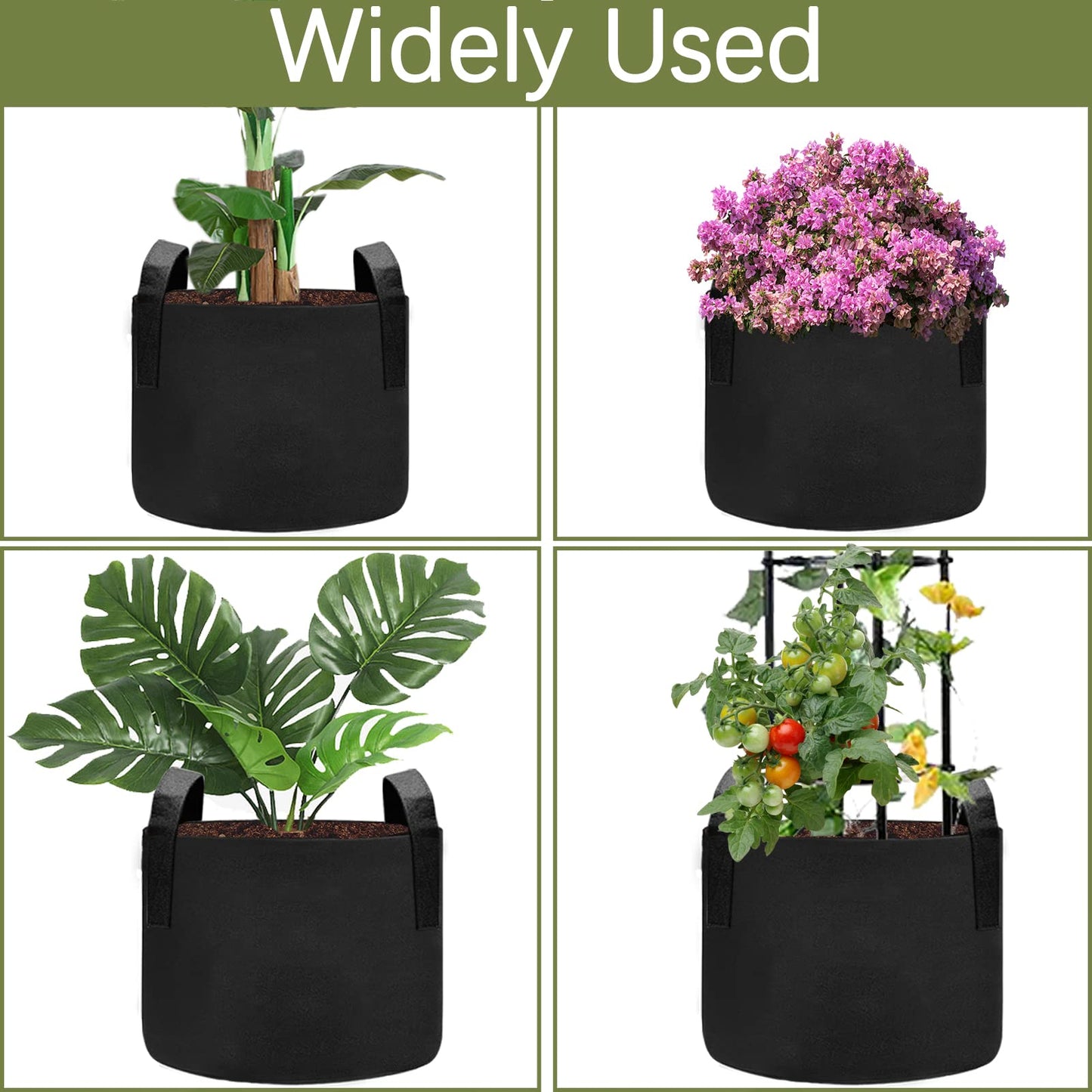 TCBWFY 5 Gallon Grow Bags,6 Pack Heavy Duty Thickened 300g Non-Woven Fabric Pots with Sturdy Handles,Garden Bags to Grow Vegetables Flowers